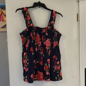 Maurices Floral Tank Top - Navy and Pink